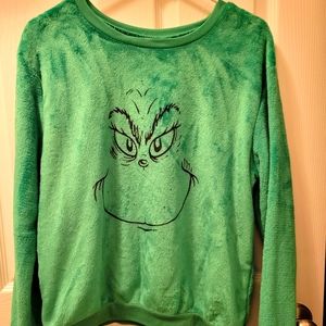 Grinch Juniors Large Velour Sweatshirt